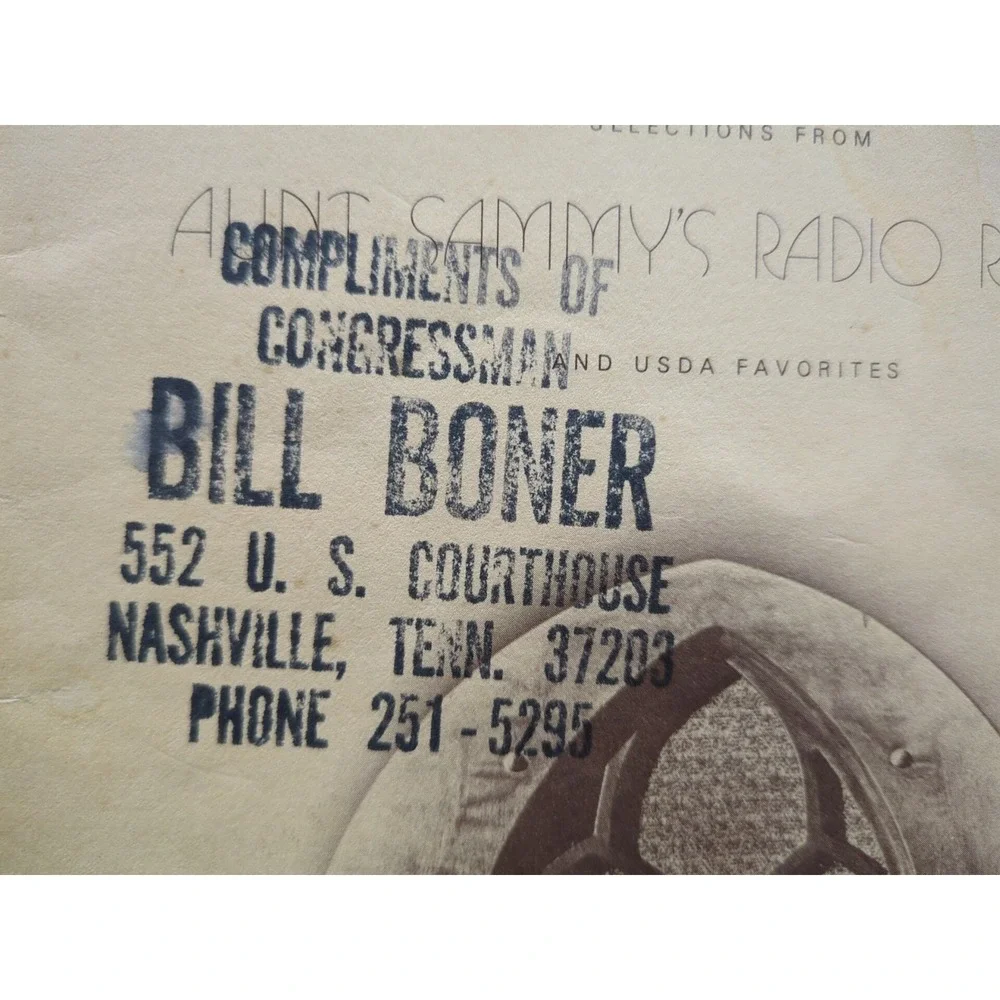 Aunt Sammy's Radio Recipes Compliments Of Congressman Bill Boner‎ Nashville TN.